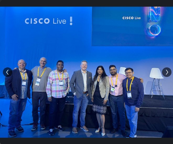 Mike with the Cisco team on stage at Cisco Live 2025